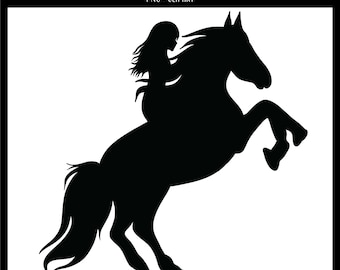 Girl on a Horse Silhouette PNG | Horse Design | Horse Clipart | Digital PNG Download