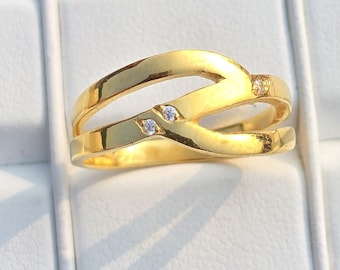 Diamond Wedding Band-Gold Plated Band-14kt Gold Band-Gold Band Ring-Engagement band-Gold ring-925 Silver Band Ring-Cz Handmade Gold Ring