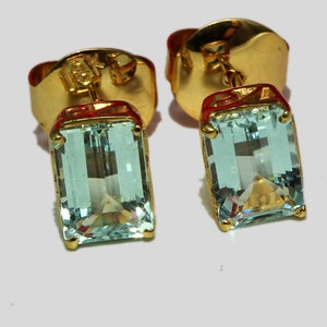 Aretes tipo botón de aguamarina - Aretes tipo botón de aguamarina en oro de 14 k - Aretes tipo botón de aguamarina - Aretes tipo botón de aguamarina - Aretes tipo botón de plata esterlina - Aretes tipo botón de aguamarina - Para ella