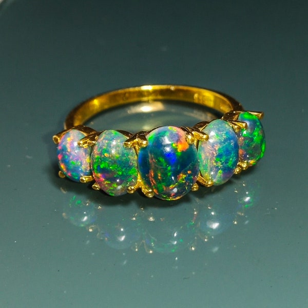 Anello opale nero anello-14k oro massiccio nero opale anello-promessa anello-nero opale di fuoco anello-nero opale pietra preziosa anello