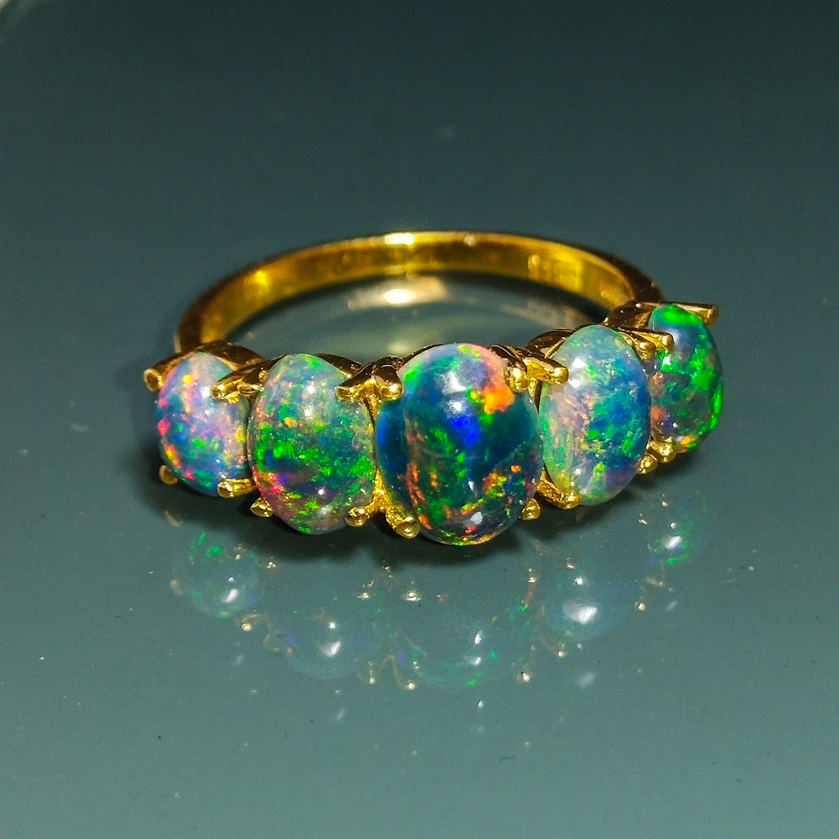 Black Opal Ring14k Black Fire Opal Ringblack Opal Etsy