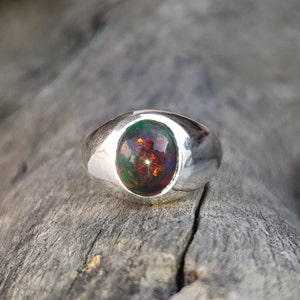 Black Opal Ring-14k Solid Gold Black Opal Ring-Promise Ring-Black Fire Opal Ring-Black Opal Gemstone Ring-Opal Ring-Opal Birthstone Ring