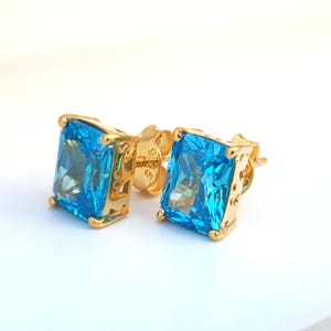 Aquamarine Stud Earrings-14k Gold Aquamarine Studs-Aquamarine Earrings-Aquamarine Studs-Sterling Silver Studs-Aquamarine Earrings-For Her