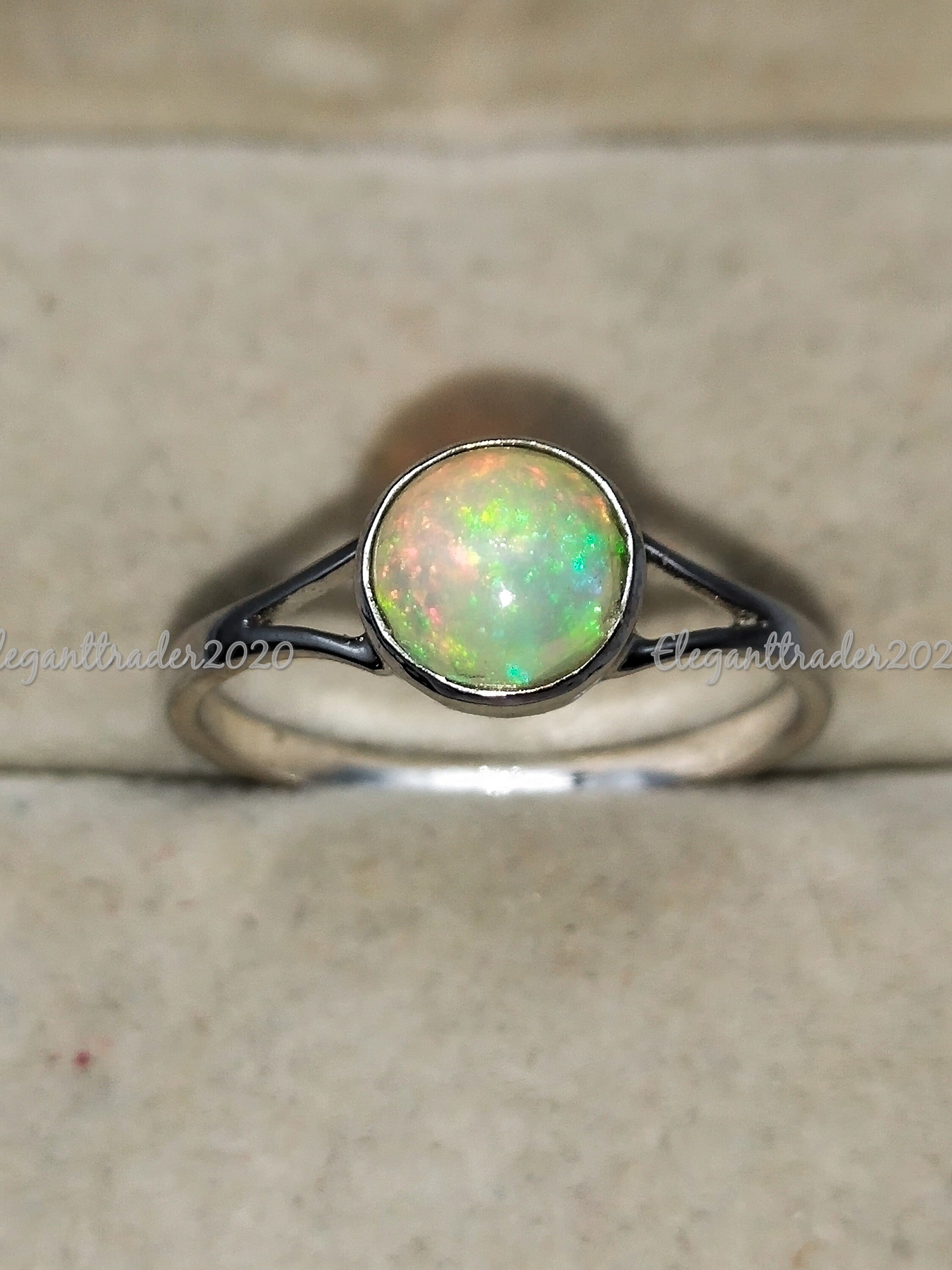 Natürlicher Feueroal Ring-RundEr Weißer Opal-Oktober | Etsy