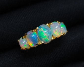 Natural Fire Opal Ring-Opal gold Ring-October Birthstone Ring-Opal Vintage Ring-Fire Opal Engagement Ring-Opal Vintage Ring-Gift For Her