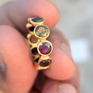 Black Opal Ring-14k Black Fire Opal Ring-Black Opal Jewelry-Black Opal Silver Ring-Black Opal Gemstone Ring-Fire Opal Ring-Opal Wedding Ring