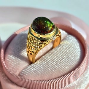 Black Opal Ring-14k Solid Gold Black Opal Ring-Promise Ring-Black Fire Opal Ring-Black Opal Gemstone Ring-Opal Ring-Opal Birthstone Ring