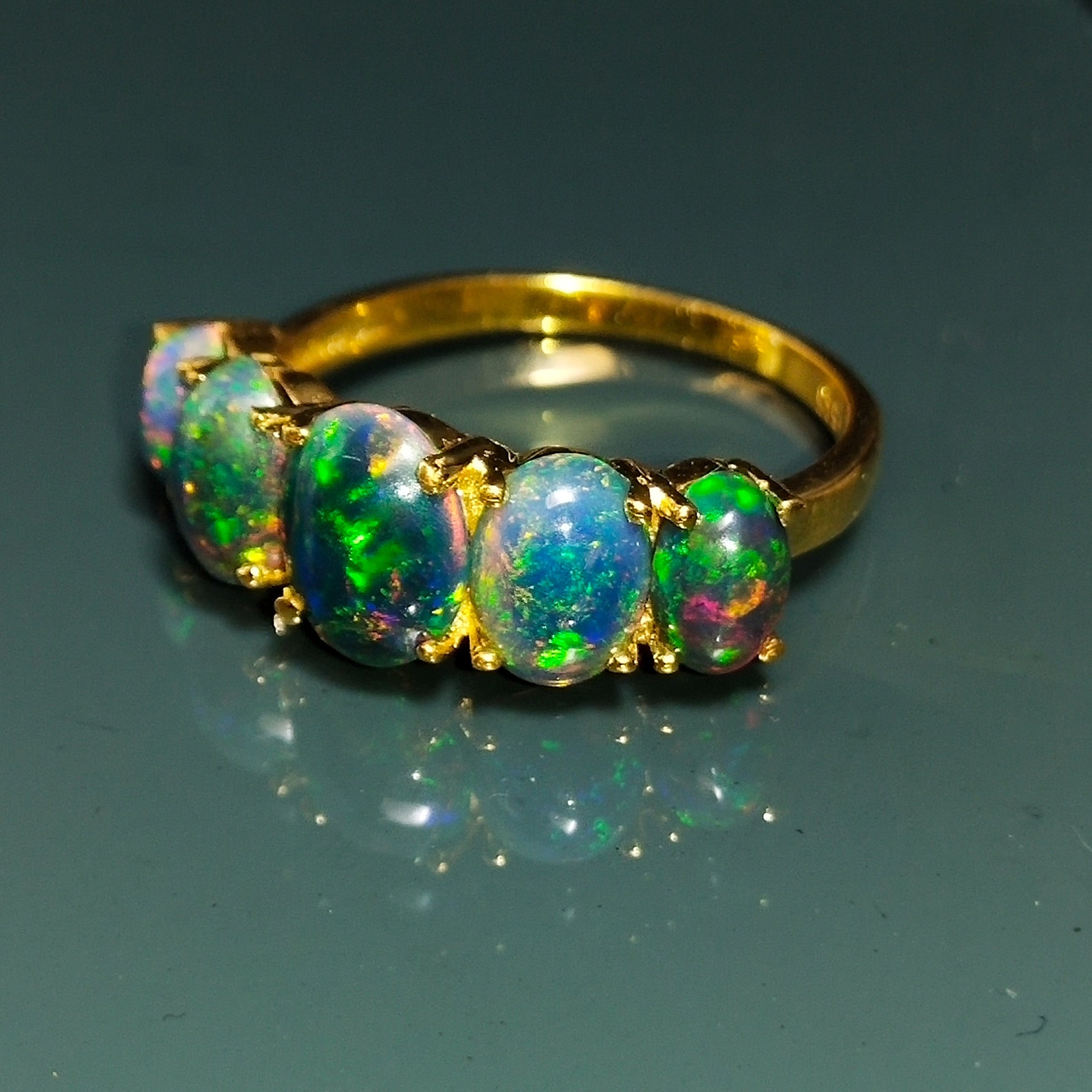 Black Opal Ring14k Black Fire Opal Ringblack Opal Etsy