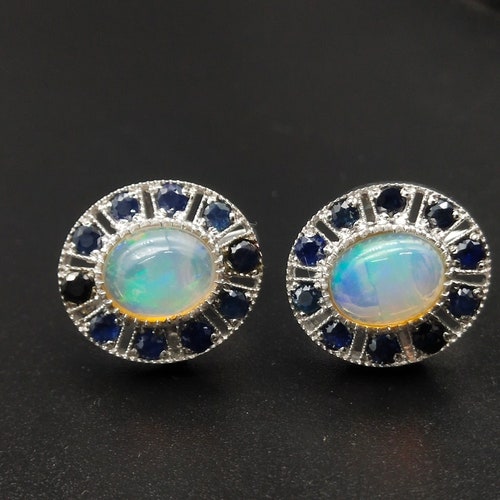 NATURAL OPAL CUFFLINK-Opal Sapphire shops Cufflinks-Groom Cufflinks-Statement Cufflinks-Fire Opal Gemstone Cufflink-Gift For Him-Wedding Cufflink