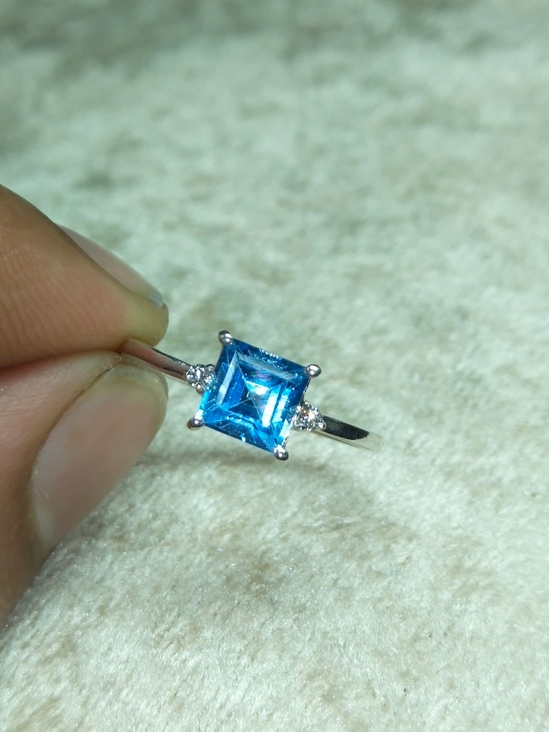 Blue Topaz Ring-Swiss Blue Ring-Engagement Ring-Handmade Ring-Promise Ring-Blue Gemstone Ring-Statement Ring-Birthstone Ring-Gift For Her.