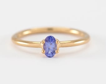 Dainty Tanzanite Ring-Oval Tanzanite Ring-Tanzanite Gold Ring-Tanzanite Silver Ring-Tz Gold Band-December Birthstone Ring-Tanzanite Jewelry