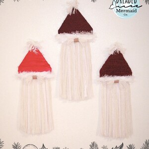 Tapeçaria de Natal média feita à mão com Papai Noel feita com papelão e tecido reciclado || Decoração de Natal rústica, boho e de fazenda
