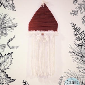 Enfeite de parede de Natal de Papai Noel extra grande feito à mão com papelão e tecido reciclados || Decoração de Natal rústica, boho e de fazenda