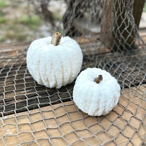 Cozy Chenille Recycled Pumpkins, mini/small || Yarn and Upcycled Pumpkins || Handmade Recycled Fall Decor || Farmhouse Fall Pumpkins