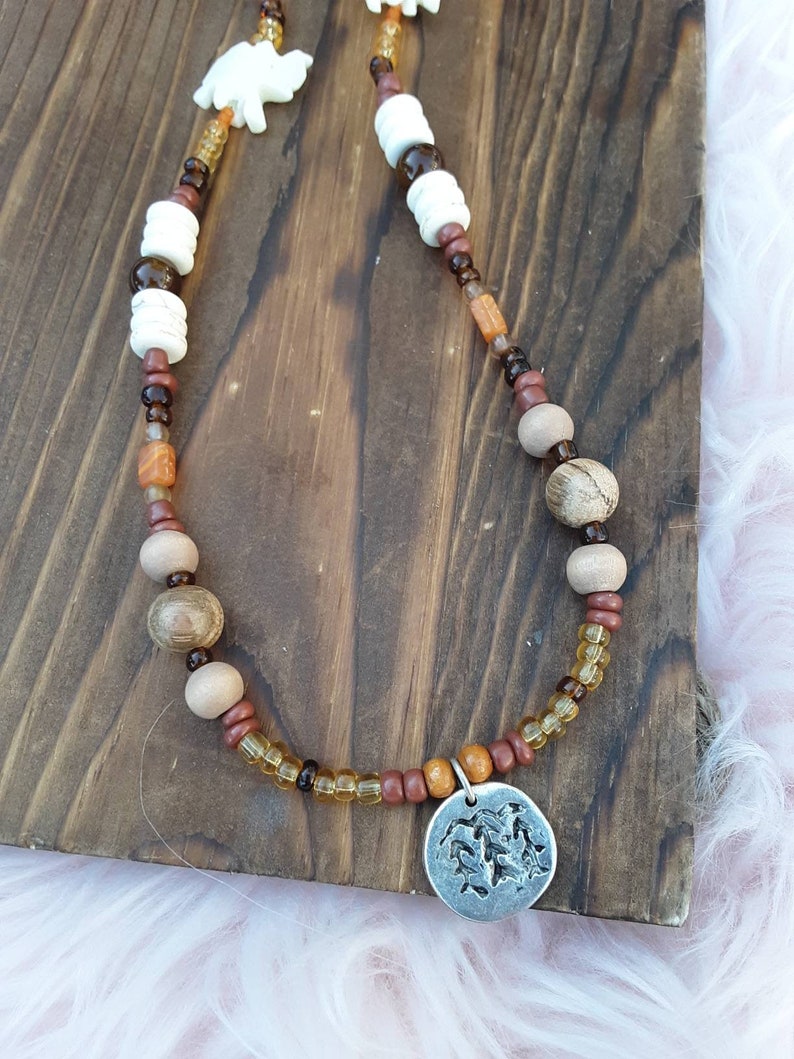 Neutral Elephant beaded Necklace
