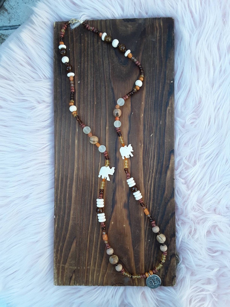 Neutral Elephant beaded Necklace