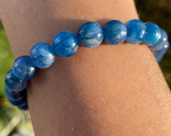 Genuine Kyanite Bracelet, AAA Quality, 8mm beads, Natural Kyanite Bracelet, Mala Bracelet, Free Yourself From Old Baggage And Open Up