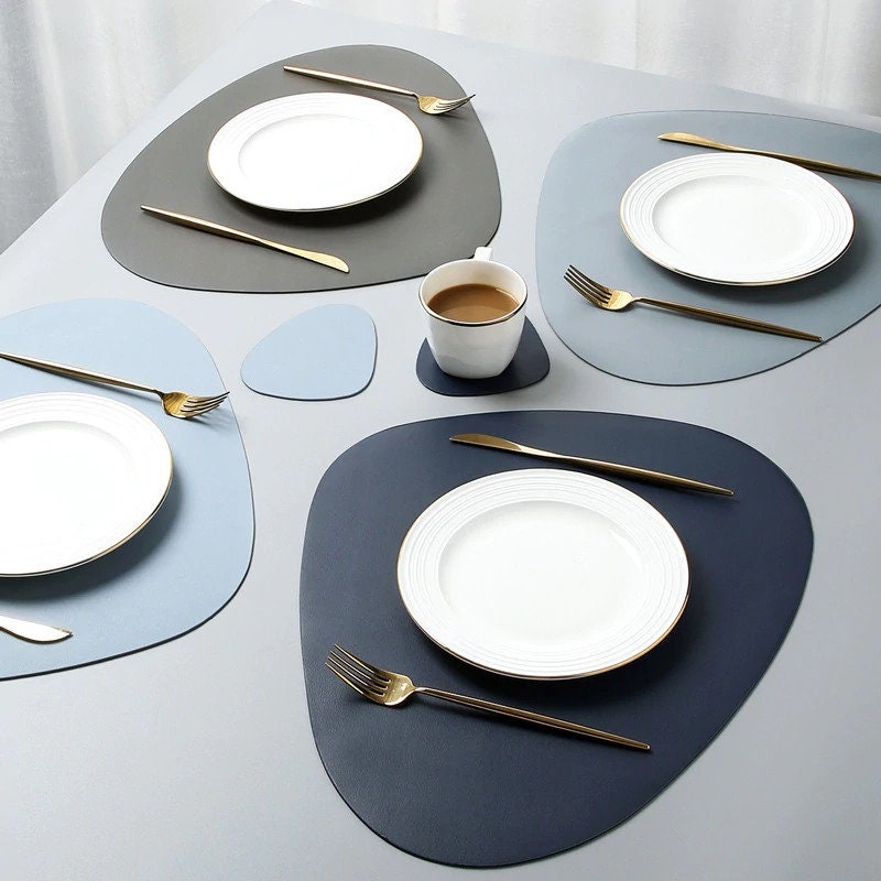 Irregaular Leather Placemat Easy Cleaning Waterproof Heat Insulation …