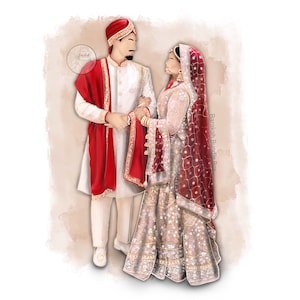 Custom Faceless Illustration Portrait | Wedding Nikkah Gifts | Graduation | Baby Gifts Personalised Text Options