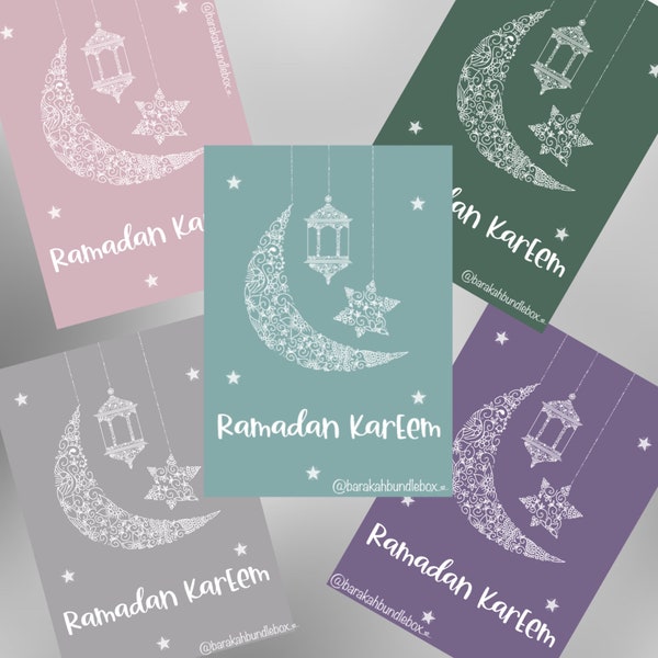 Set of 5 or 10 Ramadan Kareem Greeting Cards | Ramadan Cards | Different sizes