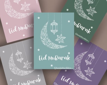 A6 size | Set of 5 or 10 Eid Mubarak Greeting Cards | Eid Cards