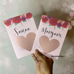 Jeu de 1, 5 ou 10 cartes de vœux A6 à gratter | demoiselle d'honneur | Différentes tailles | carte personnalisée | carte à gratter