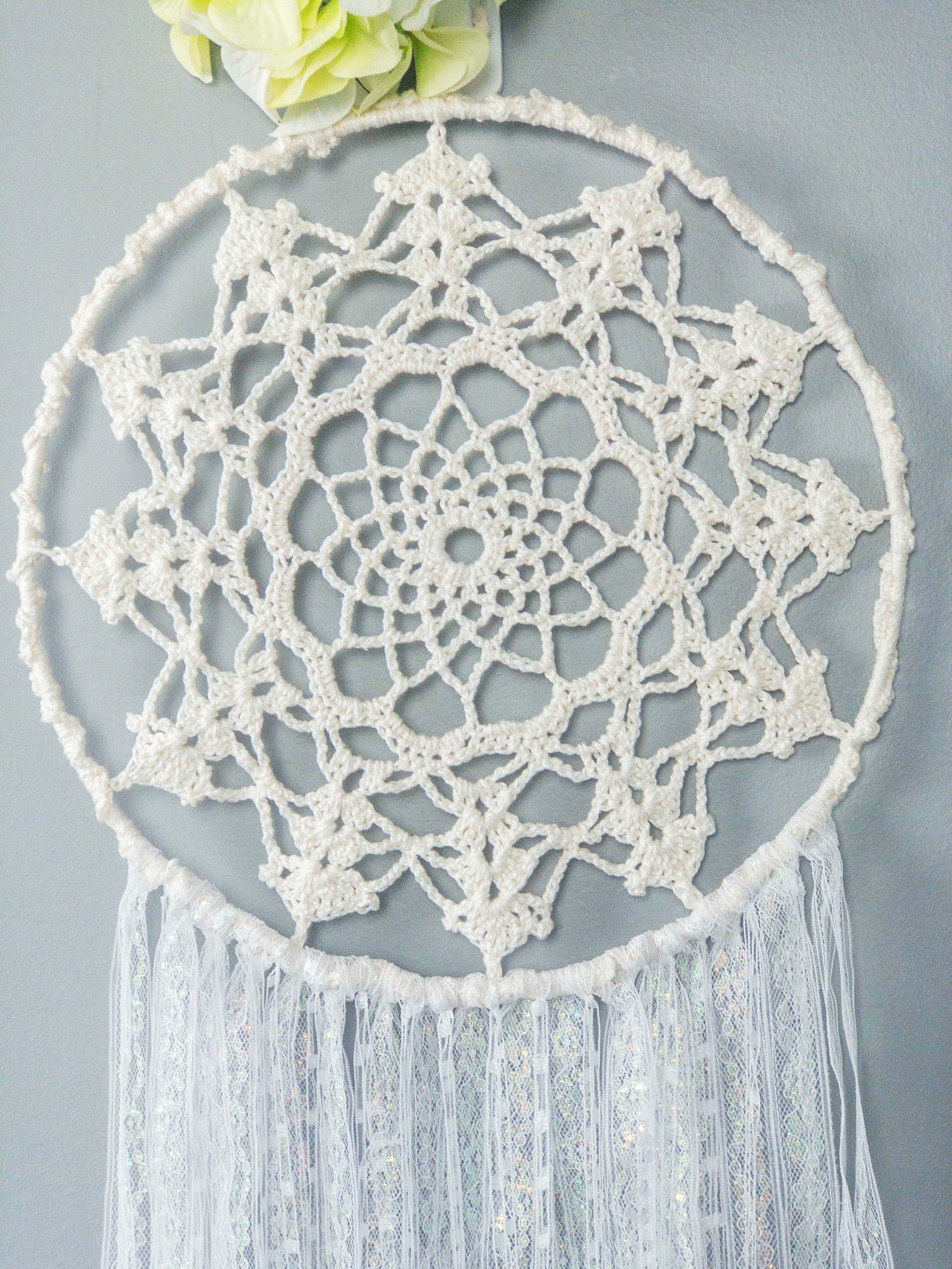 Crochet Doily Dream Catcher Wall Hanging with a Vintage Etsy