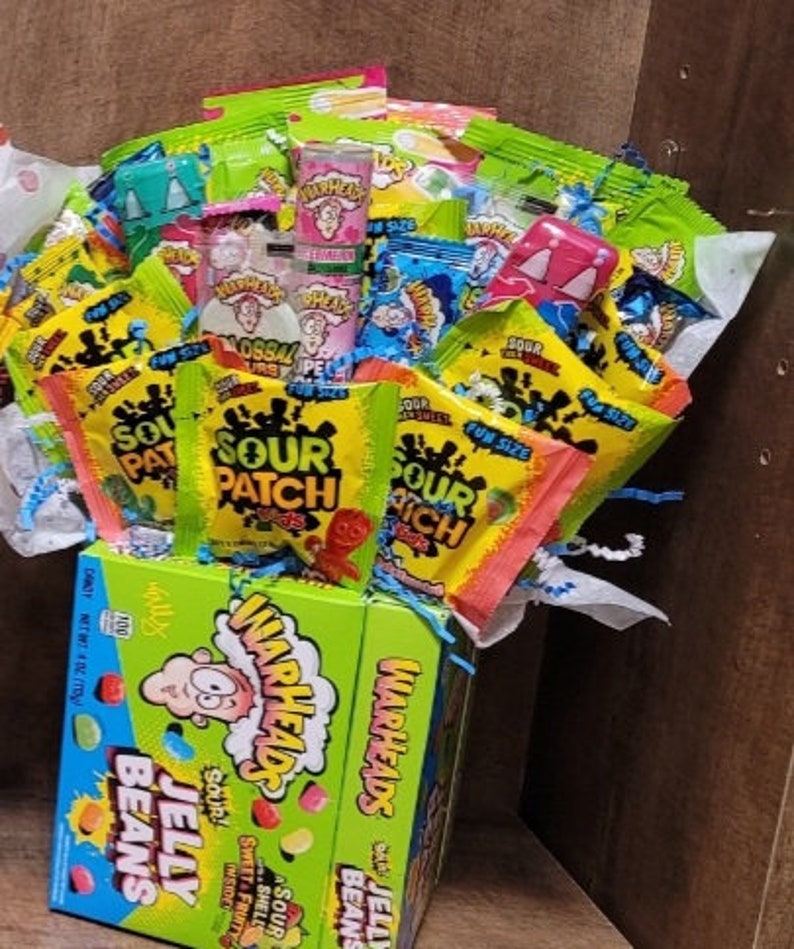 Wow Sour Candy Box Bouquet Etsy