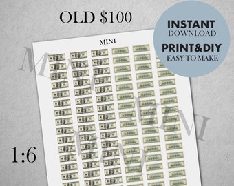 100 Blatt Set Mini Dollar 1:12 Puppenhaus Miniatur Life Money Us $ 100 BankXUI