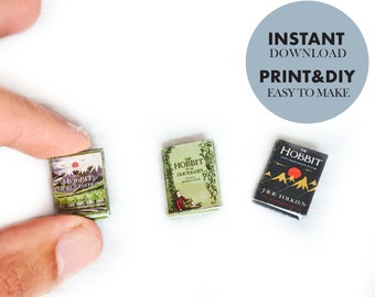 Miniatur-Bücher THE HOBBIT Vorlage, Instant Download und Printable