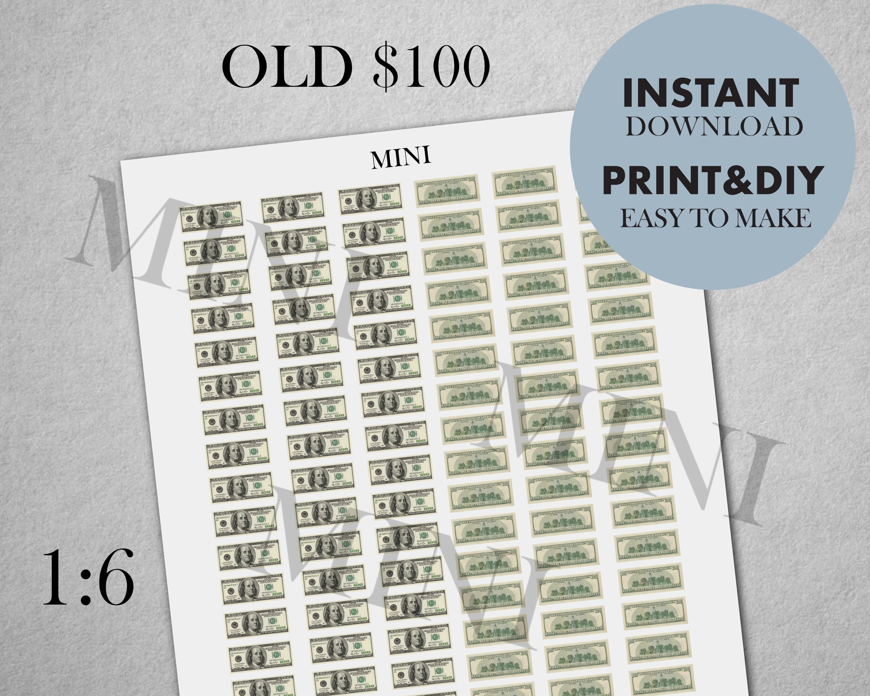 miniature money old 100 us dollar bills printable play money etsy hong kong
