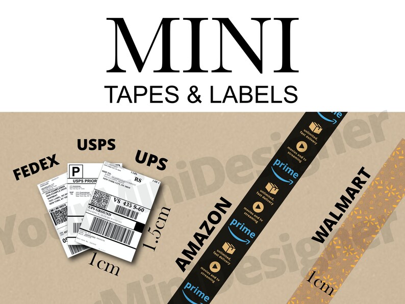 Mini 16 Mail Tapes and Shipping Labels Template amazon Etsy