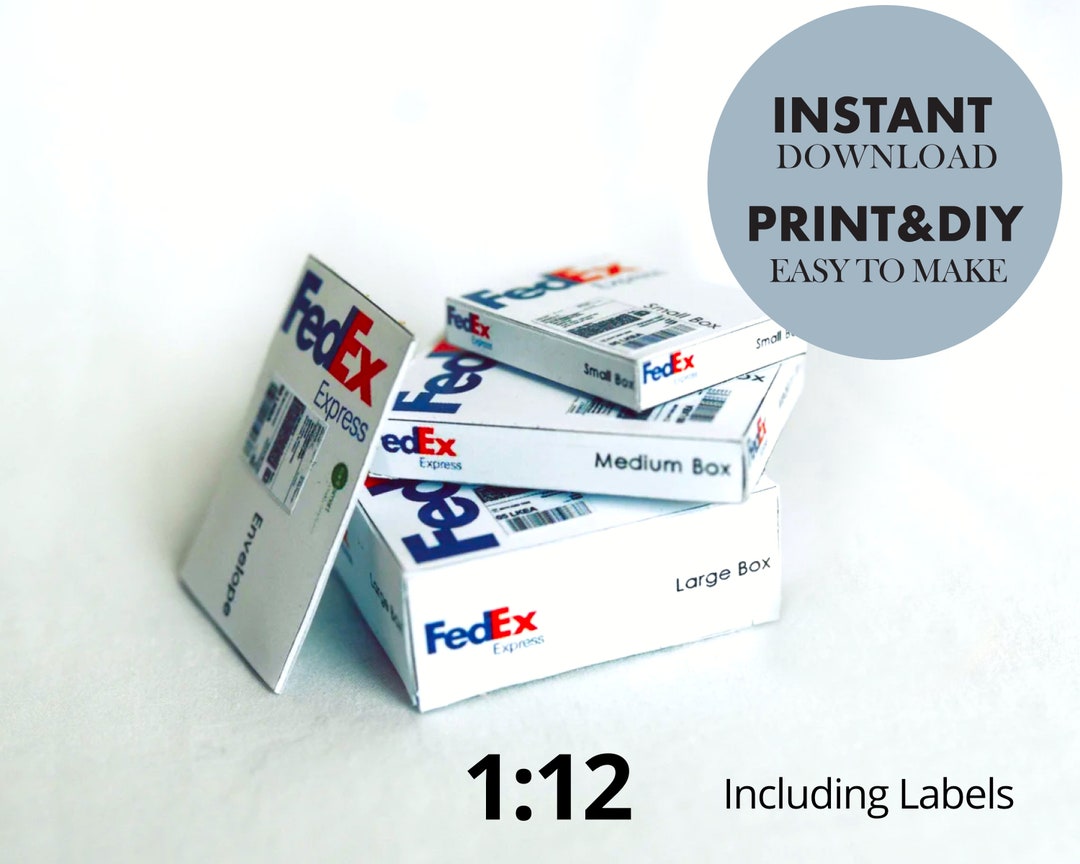 Mini 1:12 Fedex Express Box Template, Instant Download Printable ...