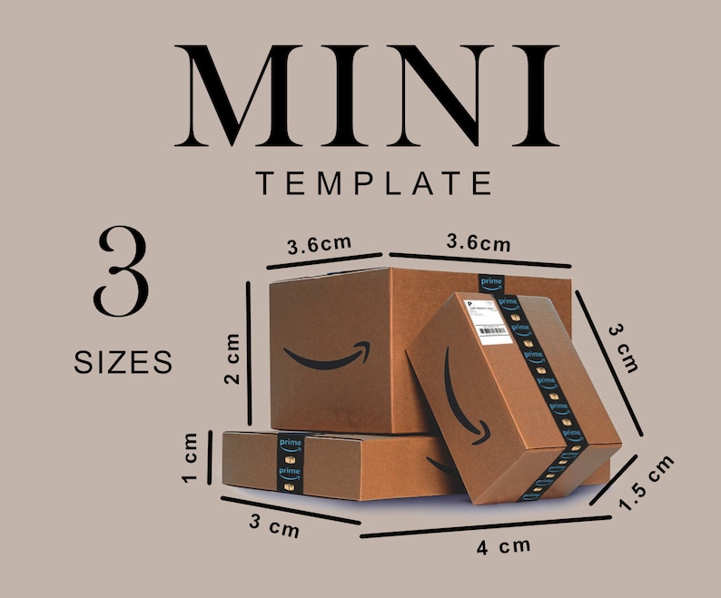 Mini AMAZON BOX template Instant Download printable Packages Etsy