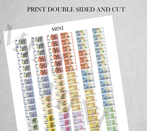 miniature money euro bills printable play money for dolls 1 6 etsy ireland