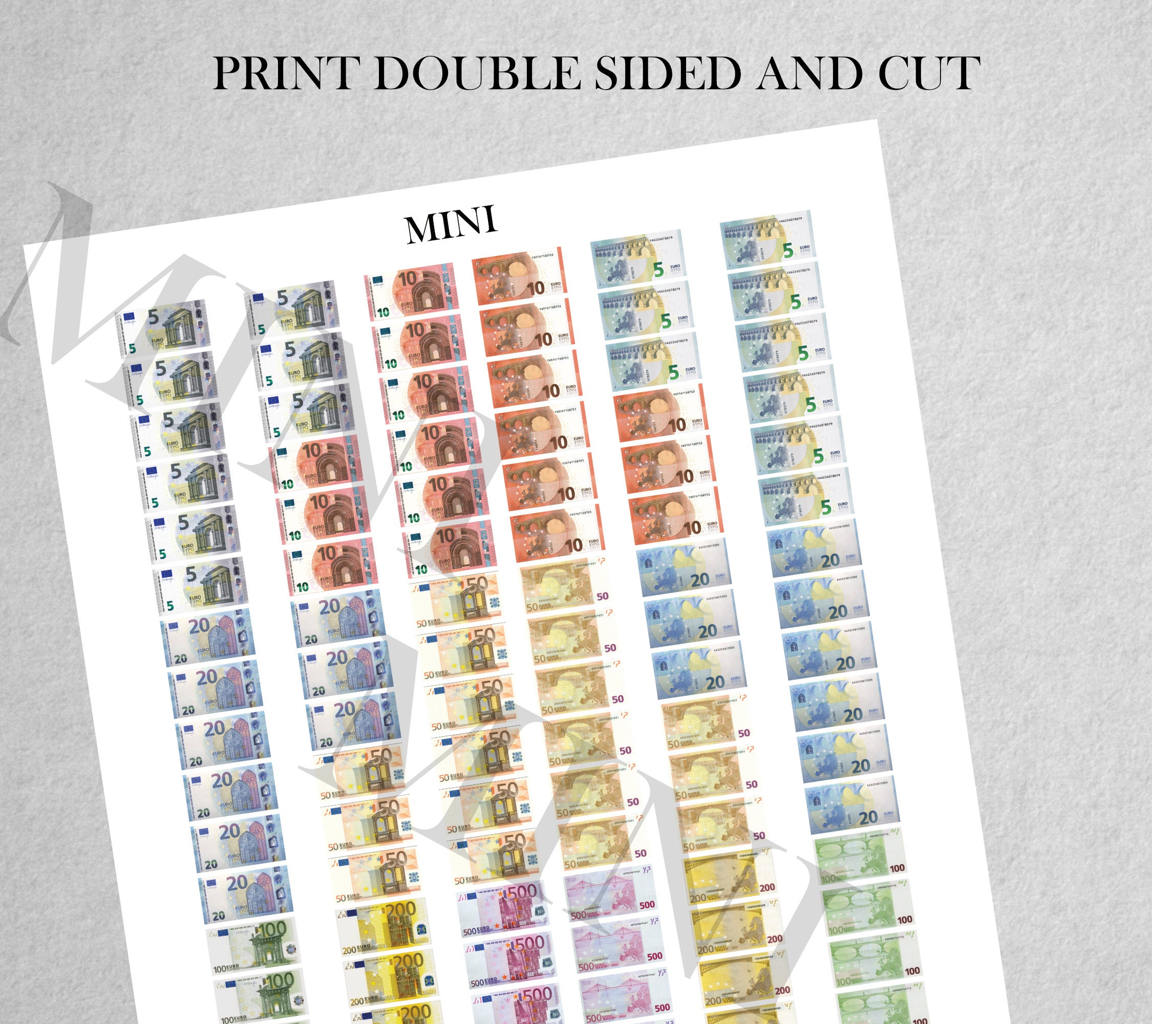Miniature Money EURO Bills Printable play money for dolls 16 Etsy 日本