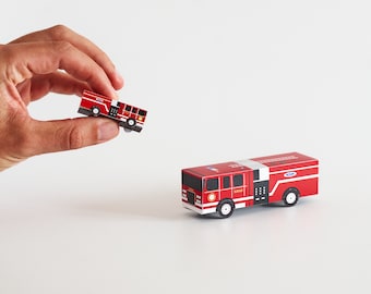 Mini Fire Truck Template, DIY printable download