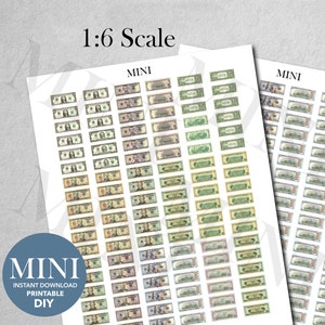 Miniature Money US Dollar Bills, Printable Play Money for Dolls 1:6 - Etsy