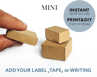 Miniature PLAIN Mail Packages 1:6 template, instant download printable boxes,