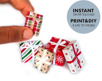 Miniature Christmas Presents 1:6, Printable Templates for Ornaments and dollhouses