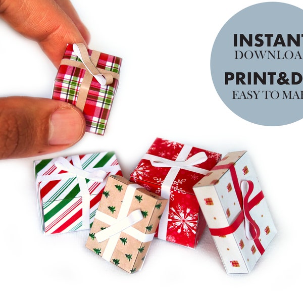 Miniature Christmas Presents 1:6, Printable Templates for Ornaments and dollhouses