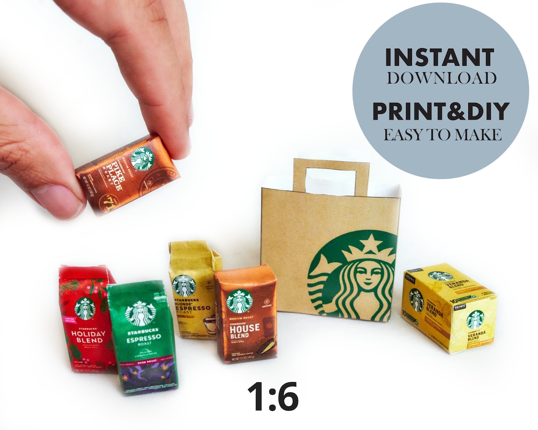 Mini STARBUCKS Coffee Bags 16, Instant Download and Printable