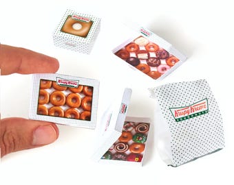 Mini Krispy Kreme Donuts With Boxes Glace Chocolate Etc. Meal Box Printable Ornament Etsy