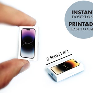 Miniature iPhone 14 Box/Pro template, printable Ornament template image 2