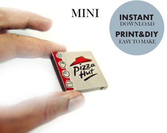 PIZZA HUT Mini Boxen Vorlage, Sofortiger Download druckbare Lebensmittelpakete