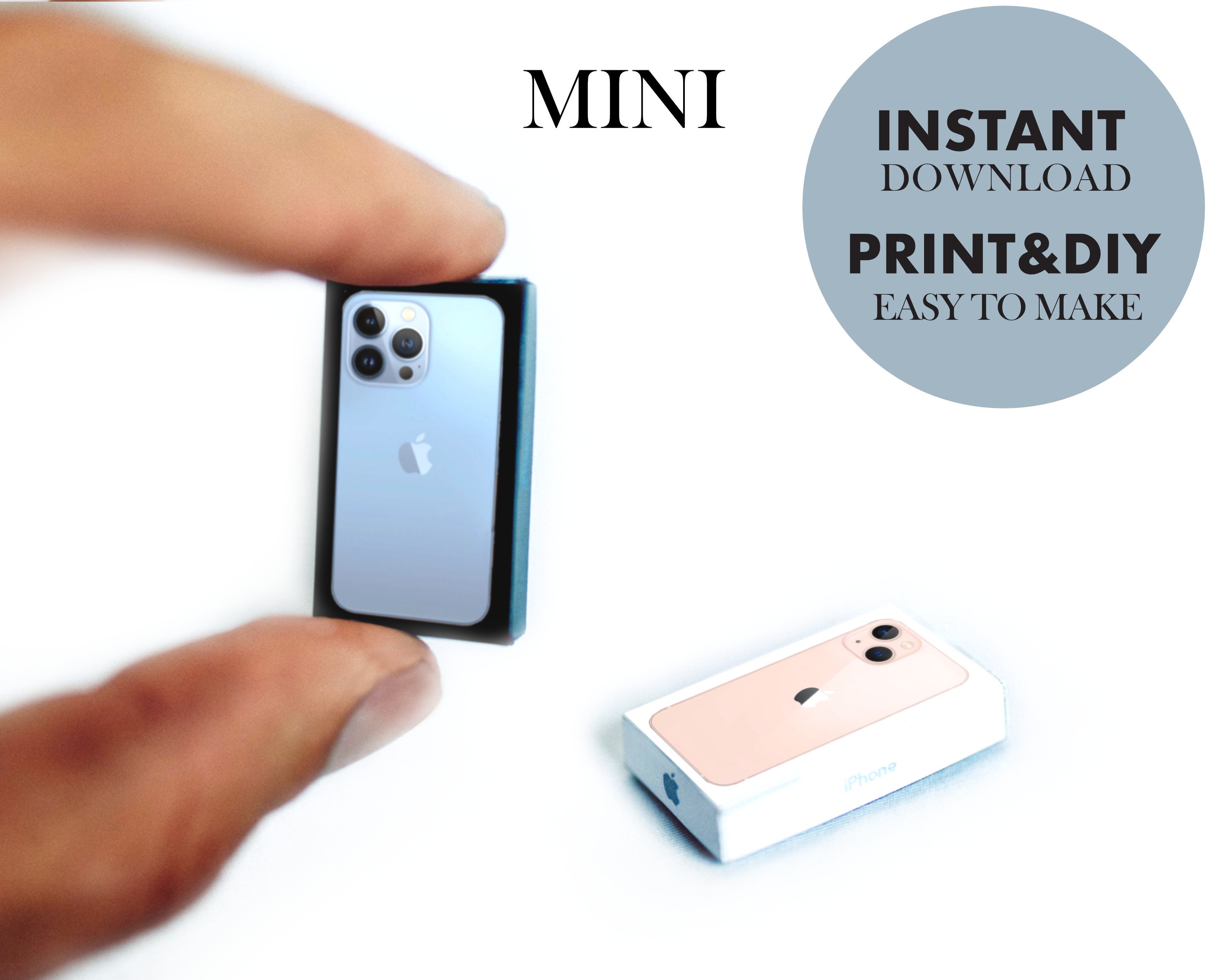 Miniature iPhone 13 Box/Pro, printable Ornament template