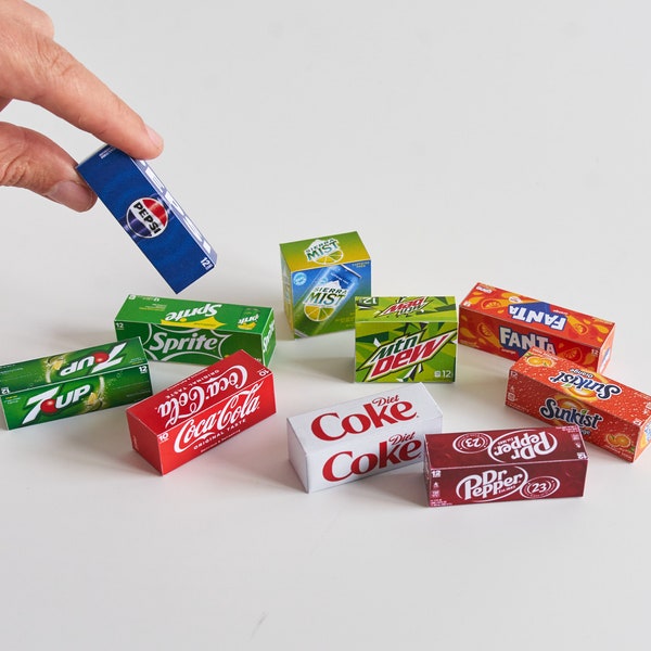 Miniature Beverage/Soda Packs 1:6, Printable download Boxes