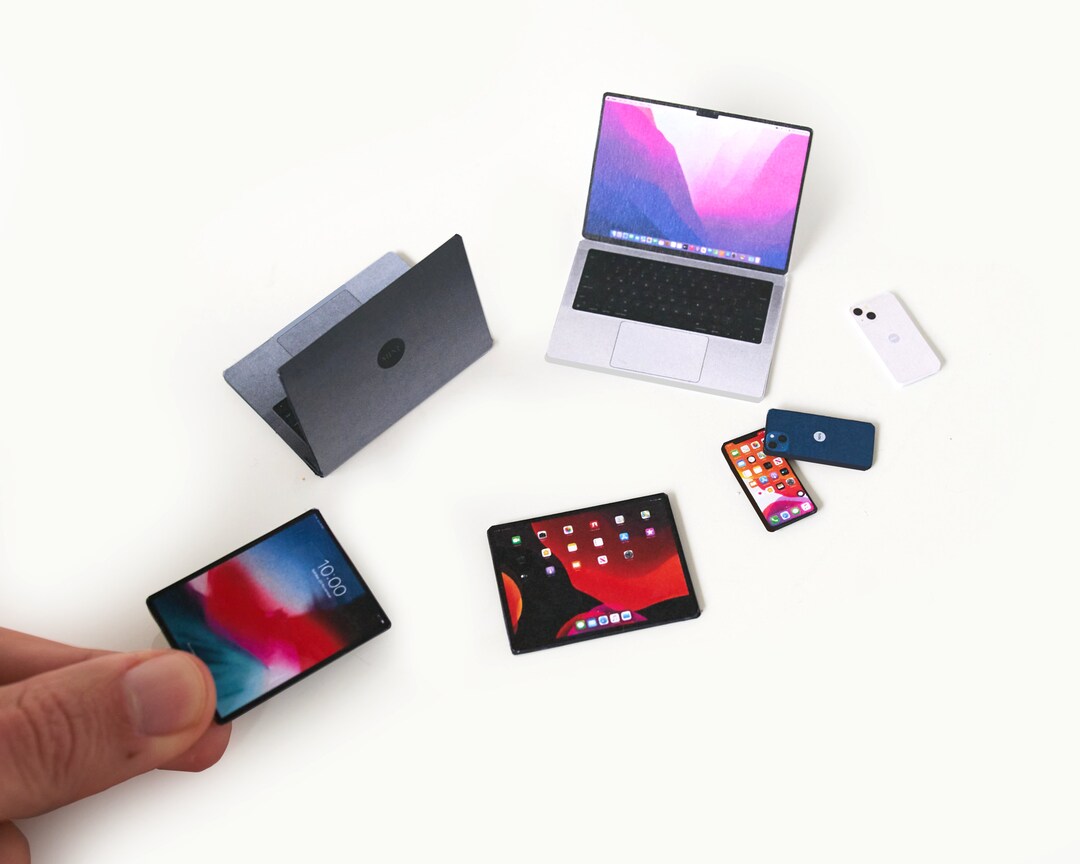Mini Printable Tech Devices, Smartphone, Laptop, Tablet, DIY Template ...