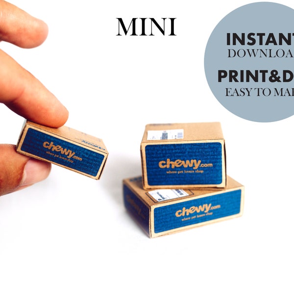 Mini CHEWY Pet BOX template, Instant download printable Packages