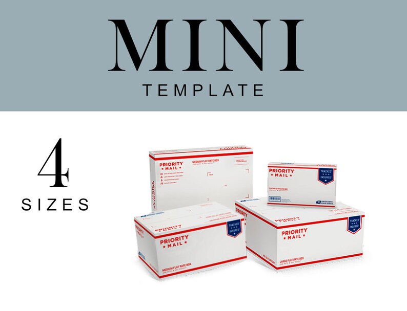 Mini USPS Priority Mail BOX template Instant Download Etsy